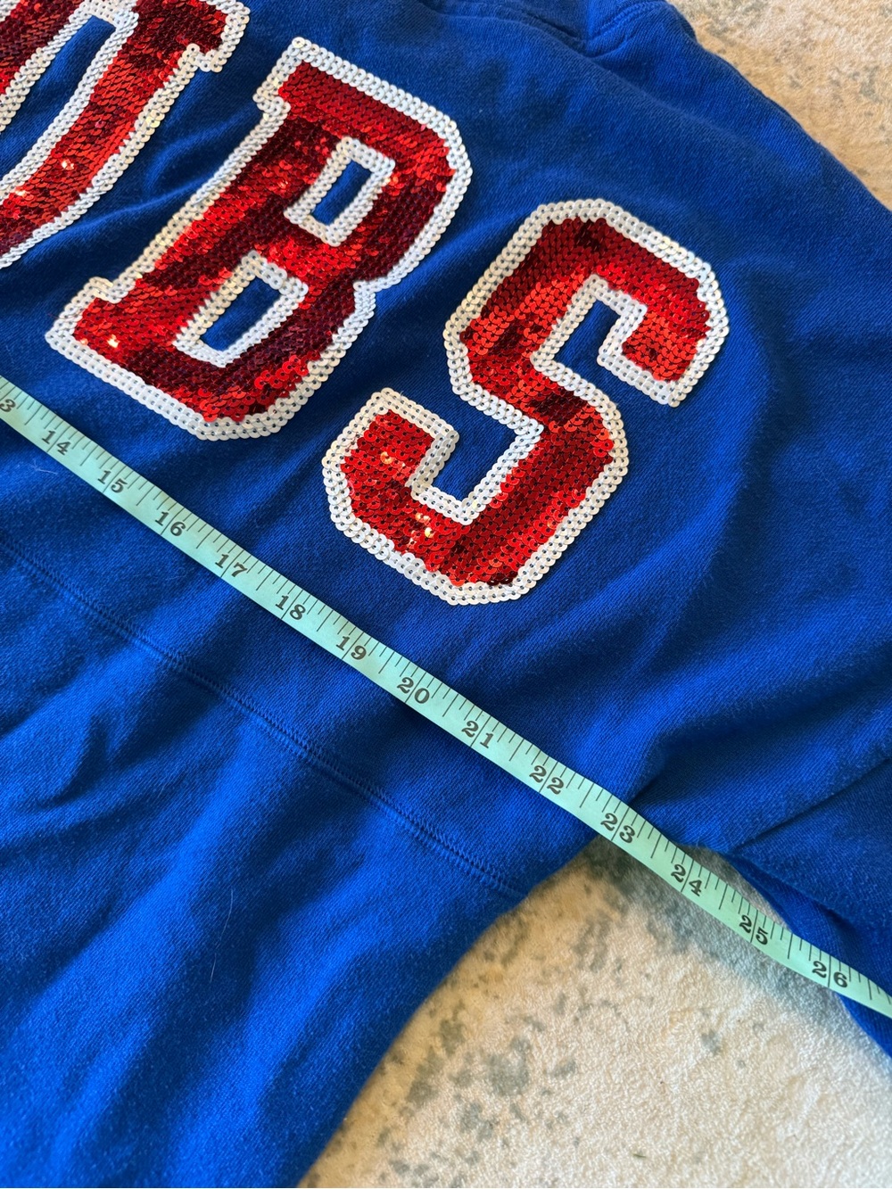 PINK Victoria’s Secret Chicago Cubs Lightweight Sequined Sweatshirt, Size L - Picture 5 of 6